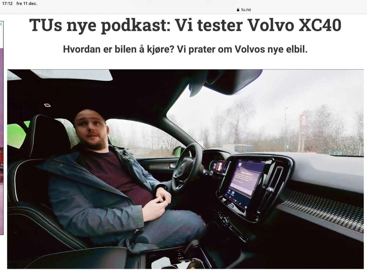 Norsk tekniktidning: Vi tester Volvo XC40 Recharge. Video.